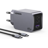 Incarcator retea UGREEN Nexode Pro X755 (25871), GaN, Incarcare rapida, USB, 2x Type-C, 65W, 3A, PD3.0, QC4.0, cu Cable, gri