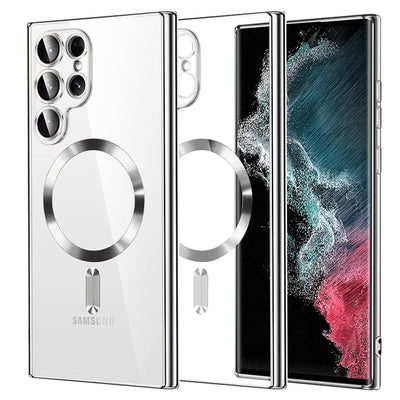 Husa pentru Samsung Galaxy S22 Ultra 5G, Techsuit Lux Crystal MagSafe, argintiu