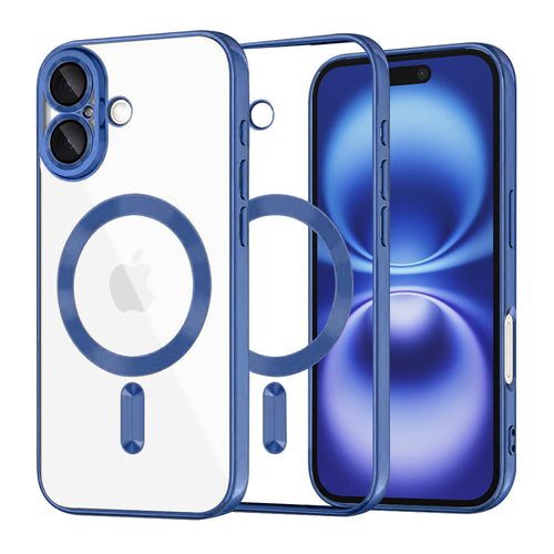Husa pentru iPhone 16, Techsuit Lux Crystal MagSafe, albastru