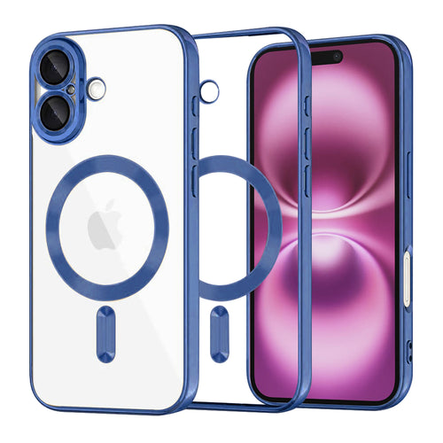 Husa pentru iPhone 16 Plus, Techsuit Lux Crystal MagSafe, albastru