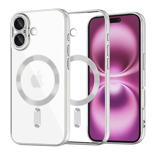 Husa pentru iPhone 16 Plus, Techsuit Lux Crystal MagSafe, argintiu