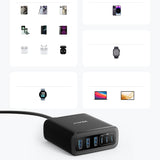 Incarcator retea Anker (A2154G11), 3x USB-A, 3x Type-C, 6in1, Incarcare rapida, Slim Design, 112W, negru