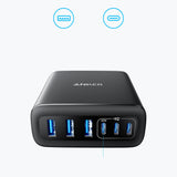 Incarcator retea Anker (A2154G11), 3x USB-A, 3x Type-C, 6in1, Incarcare rapida, Slim Design, 112W, negru