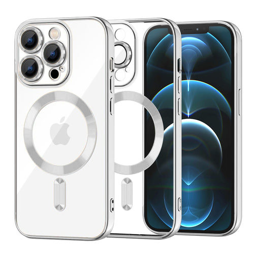 Husa pentru iPhone 12 Pro Max, Techsuit Lux Crystal MagSafe, argintiu