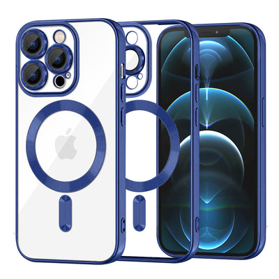 Husa pentru iPhone 12 Pro Max, Techsuit Lux Crystal MagSafe, albastru