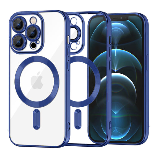 Husa pentru iPhone 12 Pro Max, Techsuit Lux Crystal MagSafe, albastru