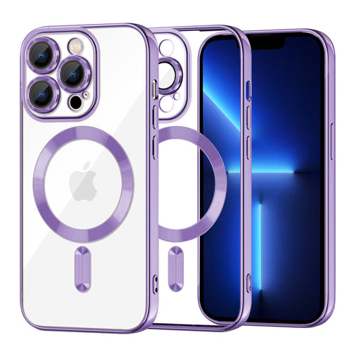 Husa pentru iPhone 13 Pro Max, Techsuit Lux Crystal MagSafe, mov