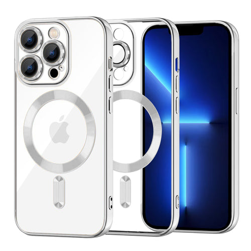 Husa pentru iPhone 13 Pro Max, Techsuit Lux Crystal MagSafe, argintiu
