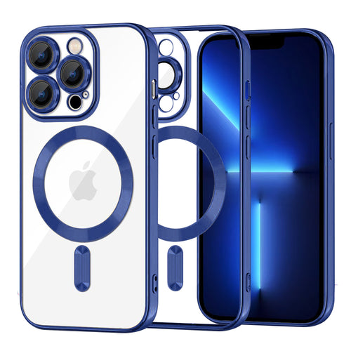 Husa pentru iPhone 13 Pro Max, Techsuit Lux Crystal MagSafe, albastru