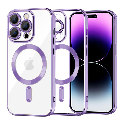 Husa pentru iPhone 14 Pro Max, Techsuit Lux Crystal MagSafe, mov