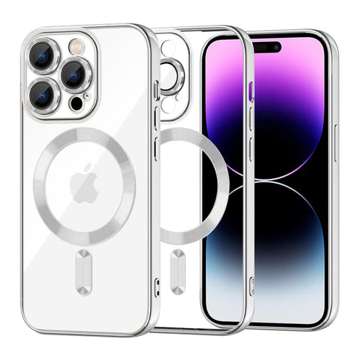 Husa pentru iPhone 14 Pro Max, Techsuit Lux Crystal MagSafe, argintiu
