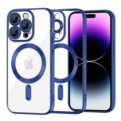 Husa pentru iPhone 14 Pro Max, Techsuit Lux Crystal MagSafe, albastru