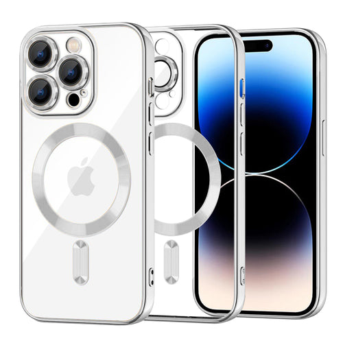 Husa pentru iPhone 14 Pro, Techsuit Lux Crystal MagSafe, argintiu