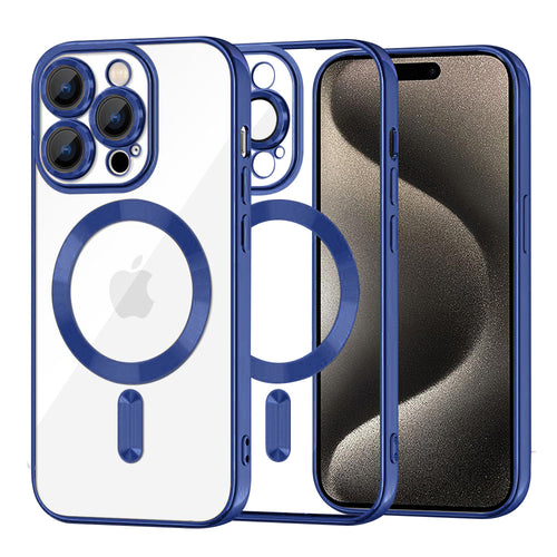 Husa pentru iPhone 15 Pro Max, Techsuit Lux Crystal MagSafe, albastru