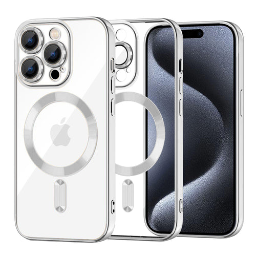 Husa pentru iPhone 15 Pro, Techsuit Lux Crystal MagSafe, argintiu