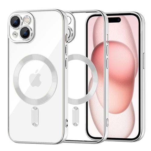 Husa pentru iPhone 15, Techsuit Lux Crystal MagSafe, argintiu