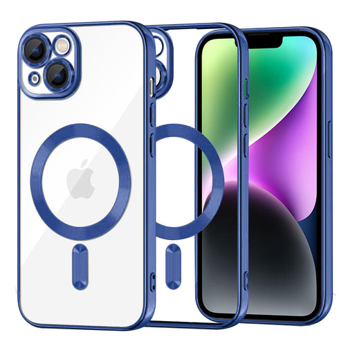 Husa pentru iPhone 14, Techsuit Lux Crystal MagSafe, albastru