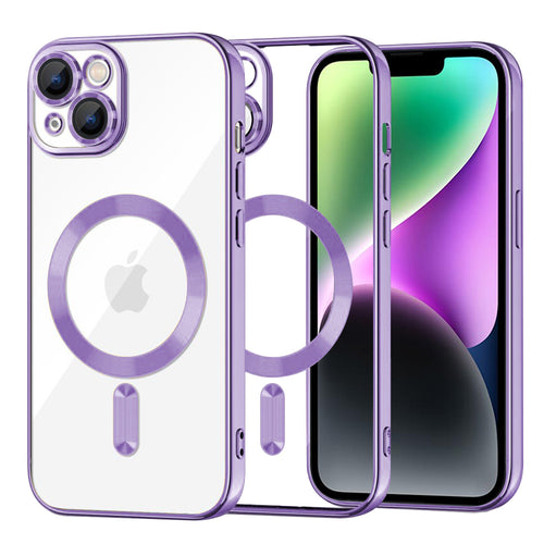 Husa pentru iPhone 14, Techsuit Lux Crystal MagSafe, mov