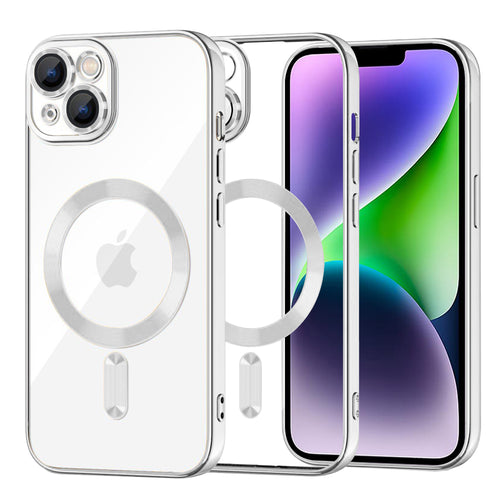 Husa pentru iPhone 14 Plus, Techsuit Lux Crystal MagSafe, argintiu