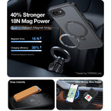 Husa pentru iPhone 16e, Torras Ostand Spin MagSafe Series, negru