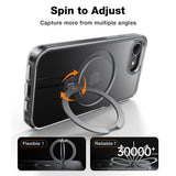 Husa pentru iPhone 16e, Torras Ostand Spin MagSafe Series, transparenta