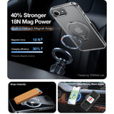 Husa pentru iPhone 16e, Torras Ostand Spin MagSafe Series, transparenta
