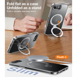 Husa pentru iPhone 16e, Torras Ostand Spin MagSafe Series, transparenta