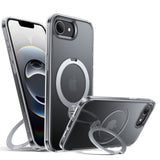 Husa pentru iPhone 16e, Torras Ostand Spin MagSafe Series, transparenta