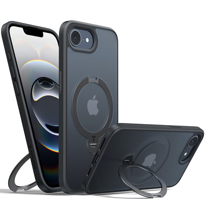 Husa pentru iPhone 16e, Torras Ostand Spin MagSafe Series, negru