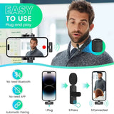 Microfon Techsuit (2 pack) Lavalier Wireless XtreamMic (LW2), cu Receiver, Type-C Connector, pentru Phones Plug & Play, Collar Clip, negru