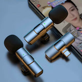 Microfon Techsuit (2 pack) Lavalier Wireless XtreamMic (LW2), cu Receiver, Type-C Connector, pentru Phones Plug & Play, Collar Clip, negru