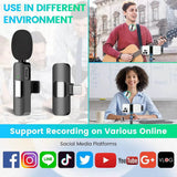 Microfon Techsuit (2 pack) Lavalier Wireless XtreamMic (LW2), cu Receiver, Type-C Connector, pentru Phones Plug & Play, Collar Clip, negru