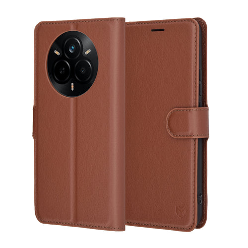 Husa pentru Realme 14 Pro, Techsuit Leather Folio, maro