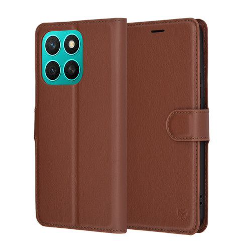Husa pentru Honor X8c, Techsuit Leather Folio, maro