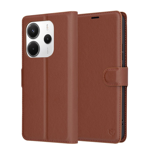 Husa pentru Xiaomi Redmi Note 14 5G, Techsuit Leather Folio, maro
