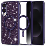 Husa pentru Samsung Galaxy S25 Edge, Techsuit Lux Glitter MagSafe, albastru
