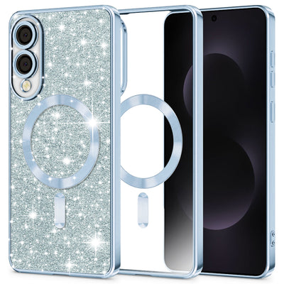 Husa pentru Samsung Galaxy S25 Edge, Techsuit Lux Glitter MagSafe, bleu