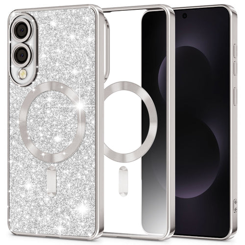 Husa pentru Samsung Galaxy S25 Edge, Techsuit Lux Glitter MagSafe, argintiu