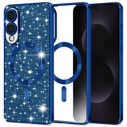 Husa pentru Samsung Galaxy S25 Edge, Techsuit Lux Glitter MagSafe, albastru