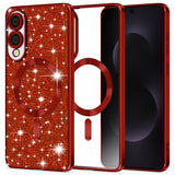 Husa pentru Samsung Galaxy S25 Edge, Techsuit Lux Glitter MagSafe, argintiu