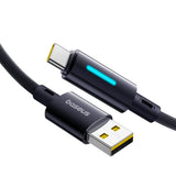Cablu Baseus de date Lit (P10379002121-01), USB to Type-C, 100W, Incarcare rapida, LED Light, Button-Control, 2m, negru