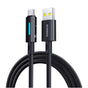 Cablu Baseus de date Lit (P10379002121-01), USB to Type-C, 100W, Incarcare rapida, LED Light, Button-Control, 2m, negru