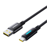 Cablu Baseus de date Lit (P10379002121-01), USB to Type-C, 100W, Incarcare rapida, LED Light, Button-Control, 2m, negru