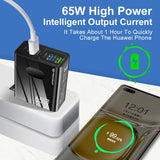 Incarcator retea Techsuit Premium PentaXPower (CHC1), Type-C Cable Included, 3x USB, 2x Type-C PD 25W, 65W, GaN, 1m, alb