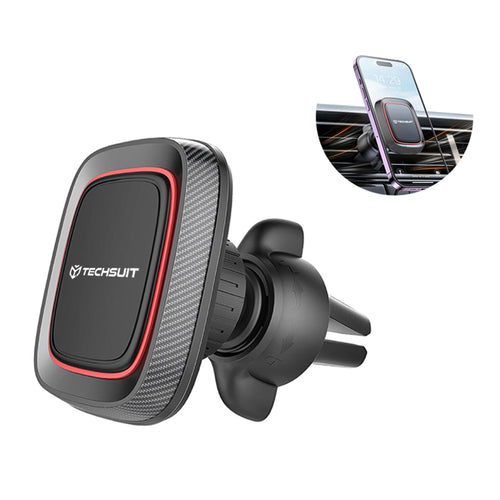 Suport auto Techsuit MagGrip (S4), Secure Prindere magnetica pentru Grila ventilatie, 360° Rotation, cu Placa metalicas, negru