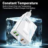 Incarcator retea Techsuit Premium PentaXPower (CHC1), 3x USB, 2x Type-C PD 25W, 65W, GaN, Incarcare rapida, alb