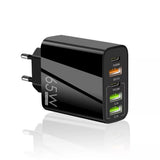 Incarcator retea Techsuit Premium PentaXPower (CHC2), 3x USB QC 3.0, 2x Type-C PD 20W, 65W, GaN, Incarcare rapida, alb
