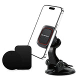 Suport auto Techsuit MagGrip (S6), pentru Bord, Prindere magnetica, 360° Rotation, Suction Cup, 2 Placa metalicas, negru