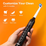 Periuta de dinti electrica Bitvae dinti electrica (BVR1), Soft, cu 8 Heads, Smart Timer, Clean/Sensitive/Alb/Gum Care/Tongue Modes, alb