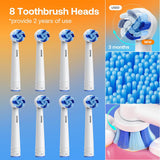 Periuta de dinti electrica Bitvae dinti electrica (BVR1), Soft, cu 8 Heads, Smart Timer, Clean/Sensitive/Alb/Gum Care/Tongue Modes, alb